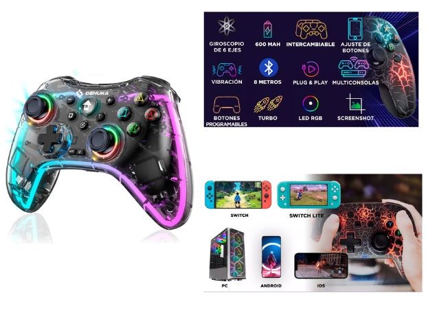 &u+ JOYSTICK NINTENDO SWITCH RGB TRANSPARENTE (98626) (535)